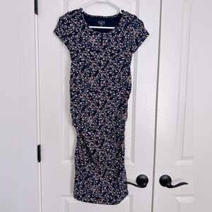 Isabelle Maternity Fitted Floral Navy Dress Size XS
